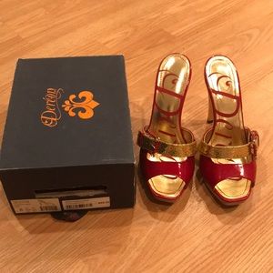 New Red and gold high heels Sandals size 8